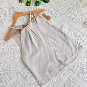 Zara | Women’s Linen Tie Neck Halter Tank Gray L